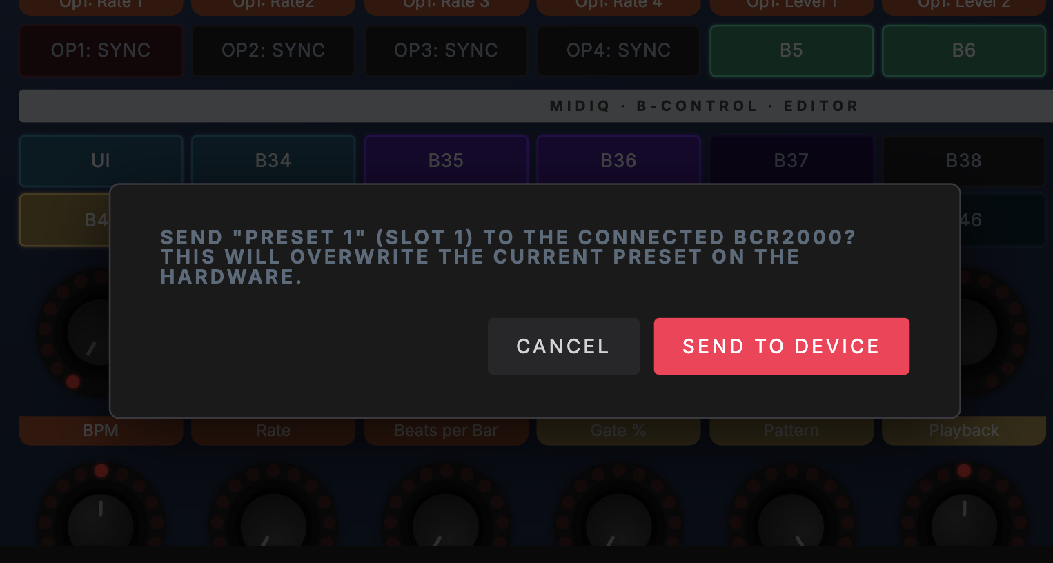 Send presets to B-CONTROL